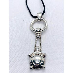Tiffany & Co Turtle Charm Sterling Silver 925 Long Pendant Black Chord